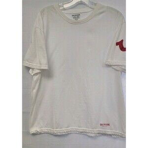 True Religion Mens Sz XL White Horseshoe Logo Crew Casual  T Shirt Lightweight